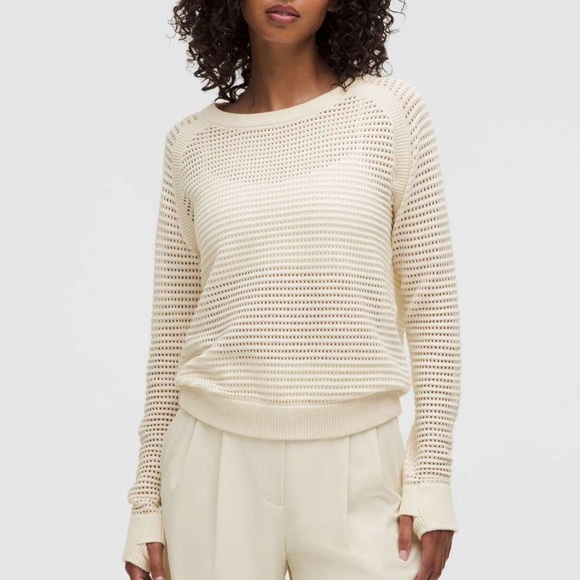 lululemon athletica Sweaters - Lululemon Pointelle-Knit Cotton Sweater